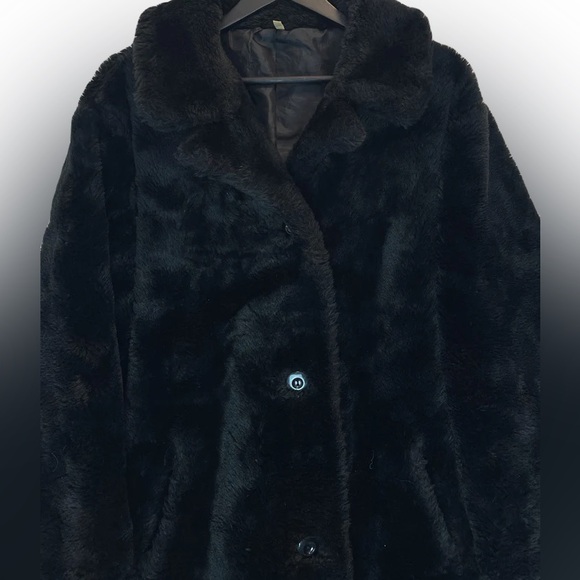 Gallery Black 1950’s faux fur Swing Coat - Picture 6 of 9